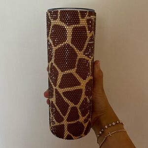 RHINESTONE GIRAFFE PRINT CUSTOM TUMBLER!